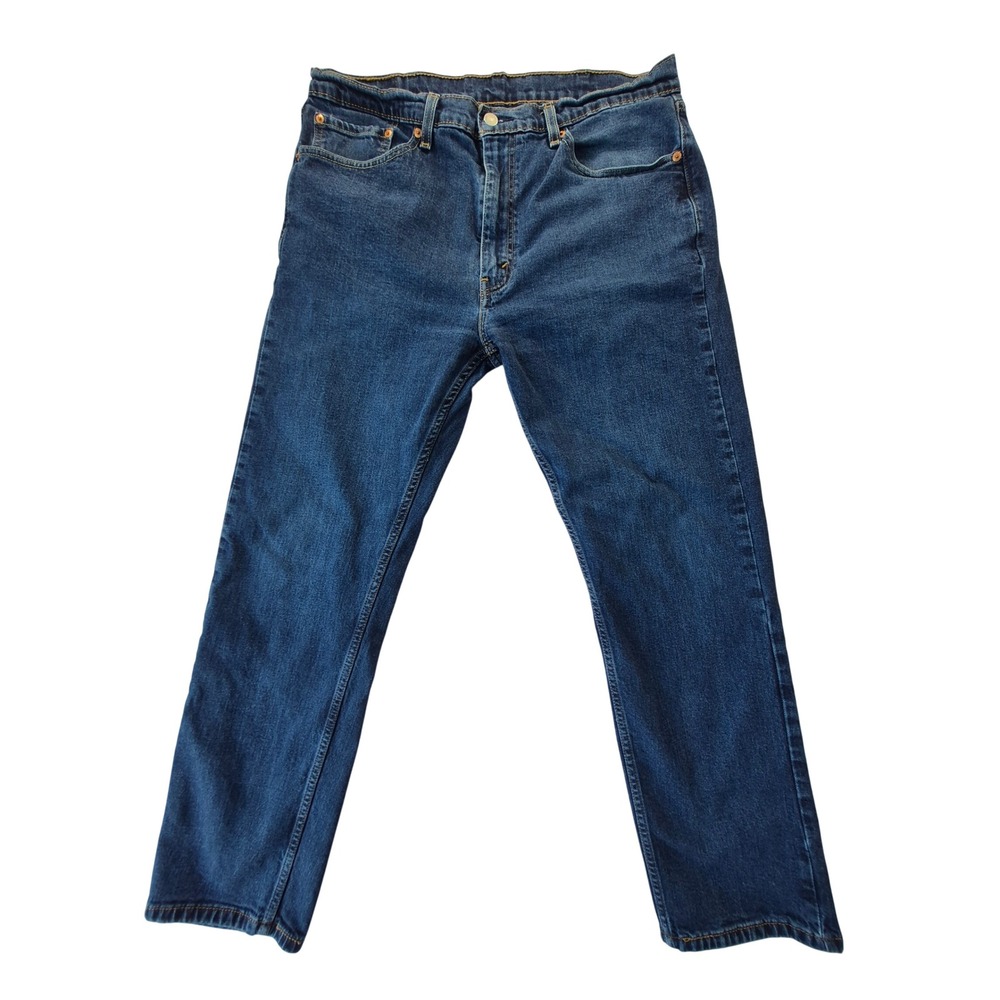 Levis 505 Regular Fit Mens Jeans 38x32 Medium Wash Blue Straight Leg Stretch